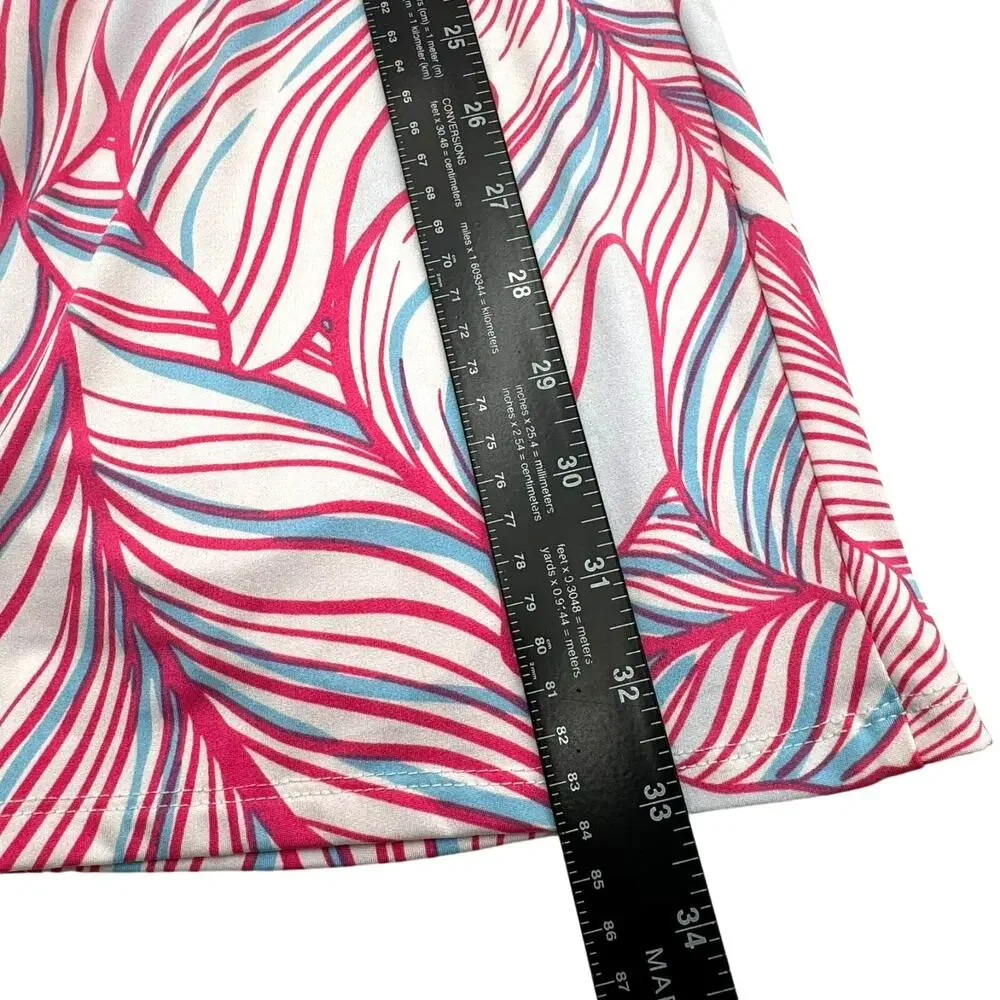 STELLA PARKER Medium Pink Blue Tropical UPF 30+ Sun Protection‎ Swim Cover Dress